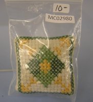 (image for) Green and Yellow Cross Stitched Pillow