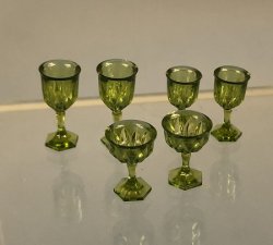 6-Pc. Green "Cut Glass" Stemware Set