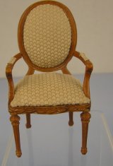 Walnut Finish Chair with Beige Satin Seat Cushion