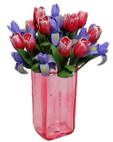 (image for) Tulips/ Iris in Pink Square Vase