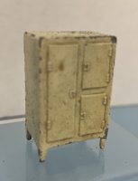 (image for) Antique Tootsie Toy Cream Colored Metal Refrigerator