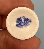(image for) White Bowl with Blue Design 7/8"