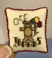 (image for) Thank You Cross-Stitched Pillow with Bear