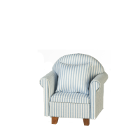 (image for) Blue and White Striped Chair w/Pillows