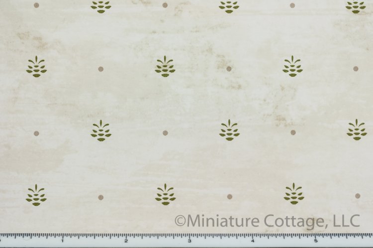 (image for) Faded Olive and White with Olive colored Plant Designs - Click Image to Close