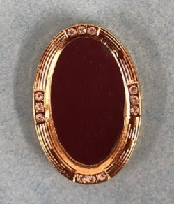 1 1/4" x 7/8" w Gold/rhinestone oval mirror
