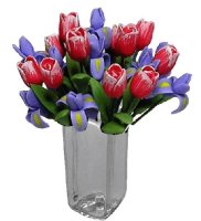 (image for) Rose and Iris Arrangement in Glass Vase