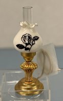 (image for) White Globe with Black Floral Design Lamp