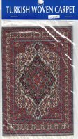 (image for) Woven Turkish rug in red, ecru, and blue details