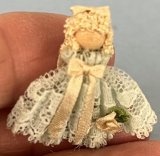 Vintage Bead Doll in Blue Lace Dress with Rose (image for) Vintage Bead Doll in Blue Lace Dress with Rose