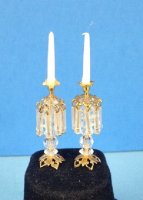 (image for) Crystal and Gold Classic Candlestick Holders with Candles