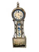 (image for) Flat Silver Clock with Nautical Picture and Symbols