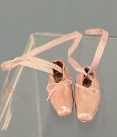 (image for) Pink Leather Ballet Toe Slippers with Ties