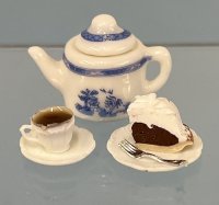 (image for) Teapot with a Slice of Pie and Tea/Coffee