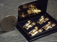 (image for) Miniature Gold Silverware Set Reutter Porcelain 1:12 inch scale