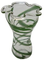 Green Swirled Ruffled Vase