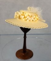 (image for) Light Yellow Silk hat with silk ribbon roses