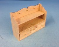 Three drawer rack with shelf and pegs