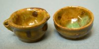 Two piece set with brown and green glaze
