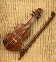 (image for) Carved Wooden Violin with bow