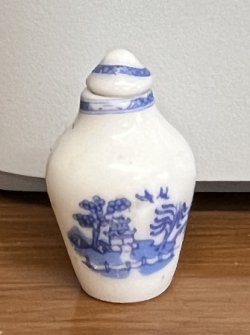 White and Blue Oriental Vase with Lid