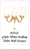 (image for) Triple White Scallop Globe Wall Sconce