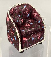 (image for) Maroon Resin Chair with Painted Flowers