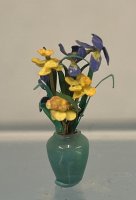 (image for) Iris Flower arrangement in blue/green vase