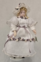(image for) Handpainted Porcelain Young Lady In Whitle Satin Dress And Hat