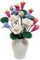 (image for) White Roses, Lilies & Irises in White Vase