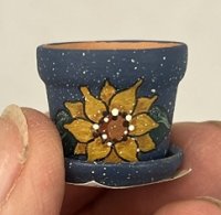 (image for) Blue Painted Pot with Sunflower