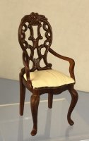 (image for) Carved Back Chair with Off White Cushion