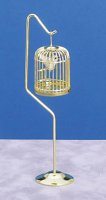 (image for) Birdcage with Stand and Bird, Brass Plated/Cb