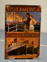 Tin Sign Cunard's Visit America