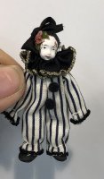 Clown Doll in Black and White Striped Suit