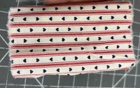 (image for) Blue Hearts on a White with Red Stripe Fabric