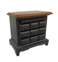 (image for) Black Wide Bedside Table with Walnut Top