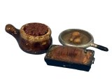 (image for) Meatloaf, frying chicken, and baked beans