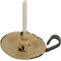 (image for) Cream Colored Chamberstick with Candle