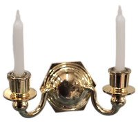 (image for) Gold Tone 2-Arm Wall Sconce With Candles