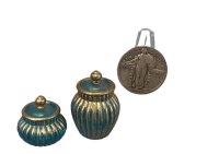 (image for) Pair of Turquoise and Gold Urns