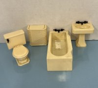 (image for) Vintage Dollhouse Renwal Bathroom Set