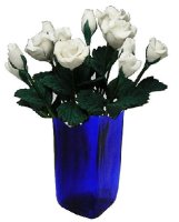 (image for) White Roses in Blue Vase