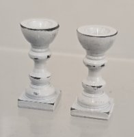 (image for) Pair of Distressed White Candlesticks