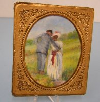 (image for) Painting of Couple in Antique Copper Frame