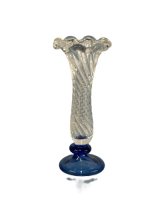 (image for) Clear Vase with Swirled Design and Blue Base