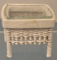 (image for) White Wicker Glass Table