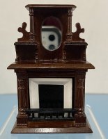 (image for) Wooden Fireplace with a White Frame and Mirror