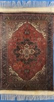 (image for) Turkish Rug with Black Border and Red Medallion
