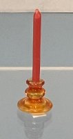 (image for) Handblown glass candlestick holder with red taper